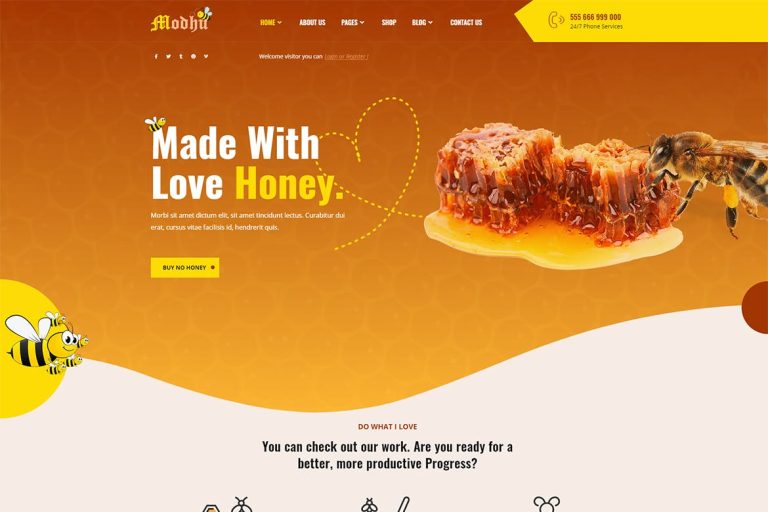 Modhu – Beekeeping and Honey WordPress Theme