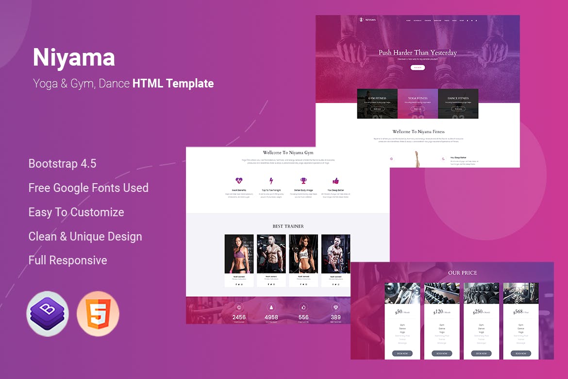 Niyama- Yoga and Gym, Dance HTML Template