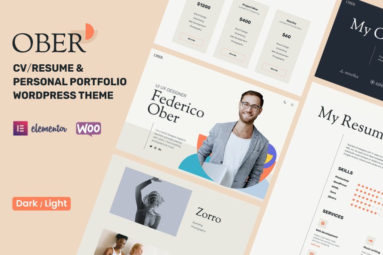 OBER – Personal Portfolio Resume Elementor Theme