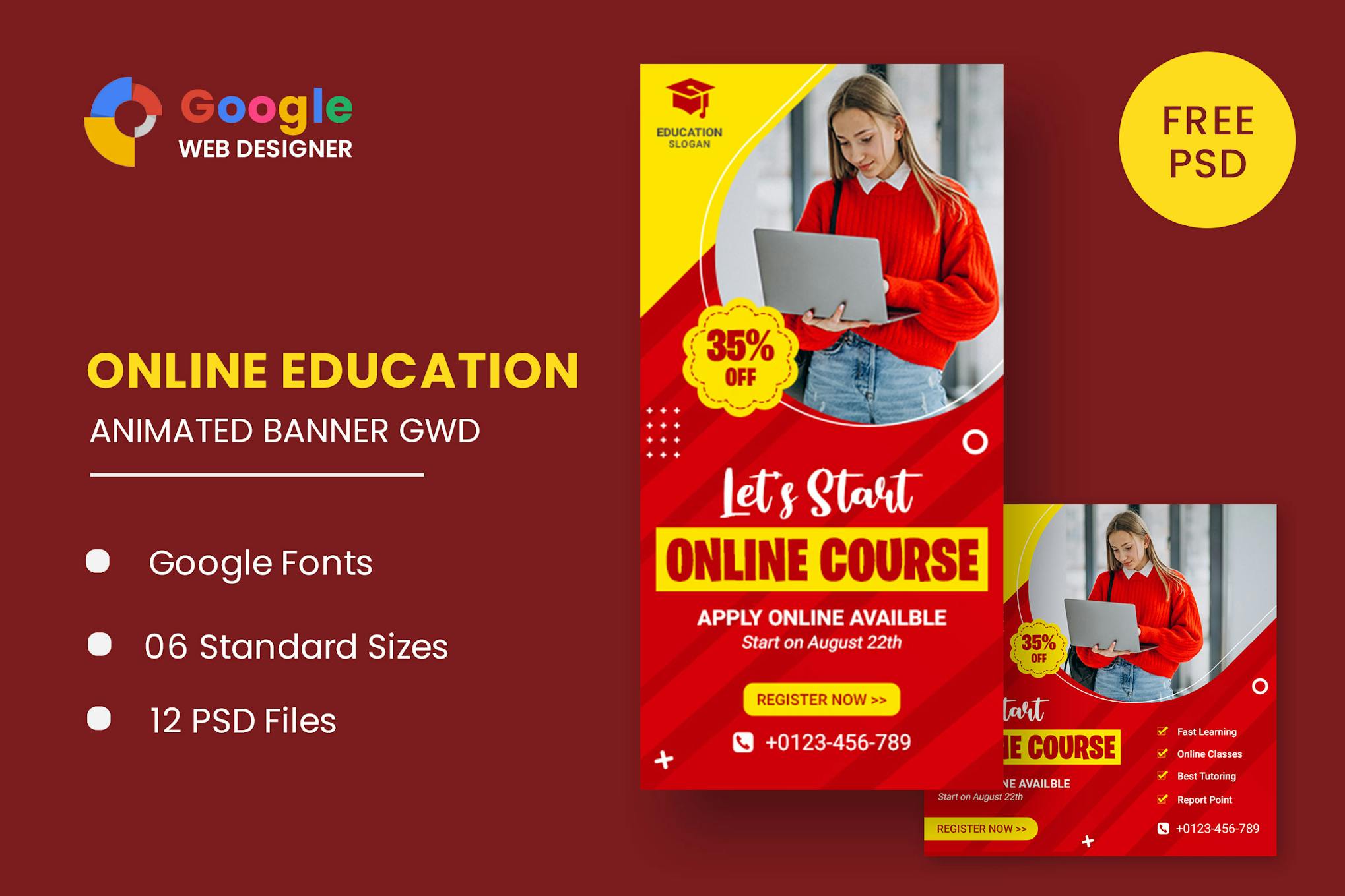 Online Course Study HTML Banner Ads GWD