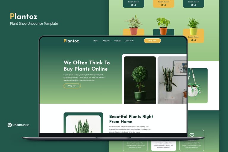 Plantoz – Plant Shop Unbounce Template
