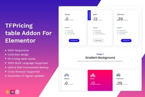 Pricing Table addon – widget for Elementor