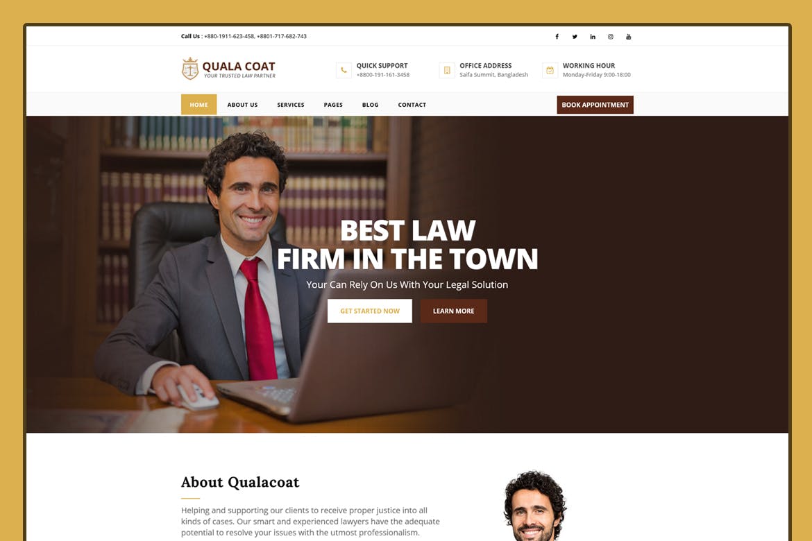 Quala Coat - Law Firm & Lawyers HTML Template