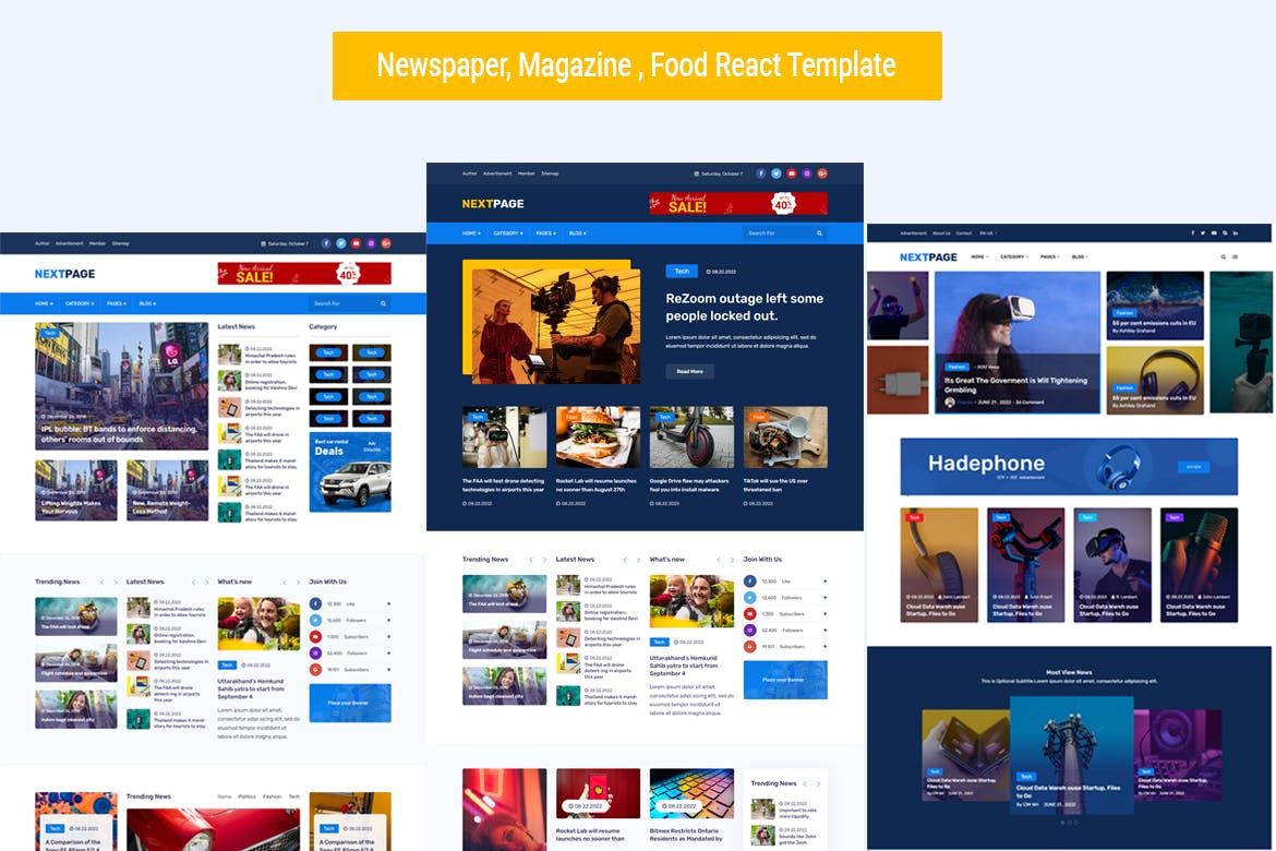 React Template Magazine, Blog & Newspaper Template