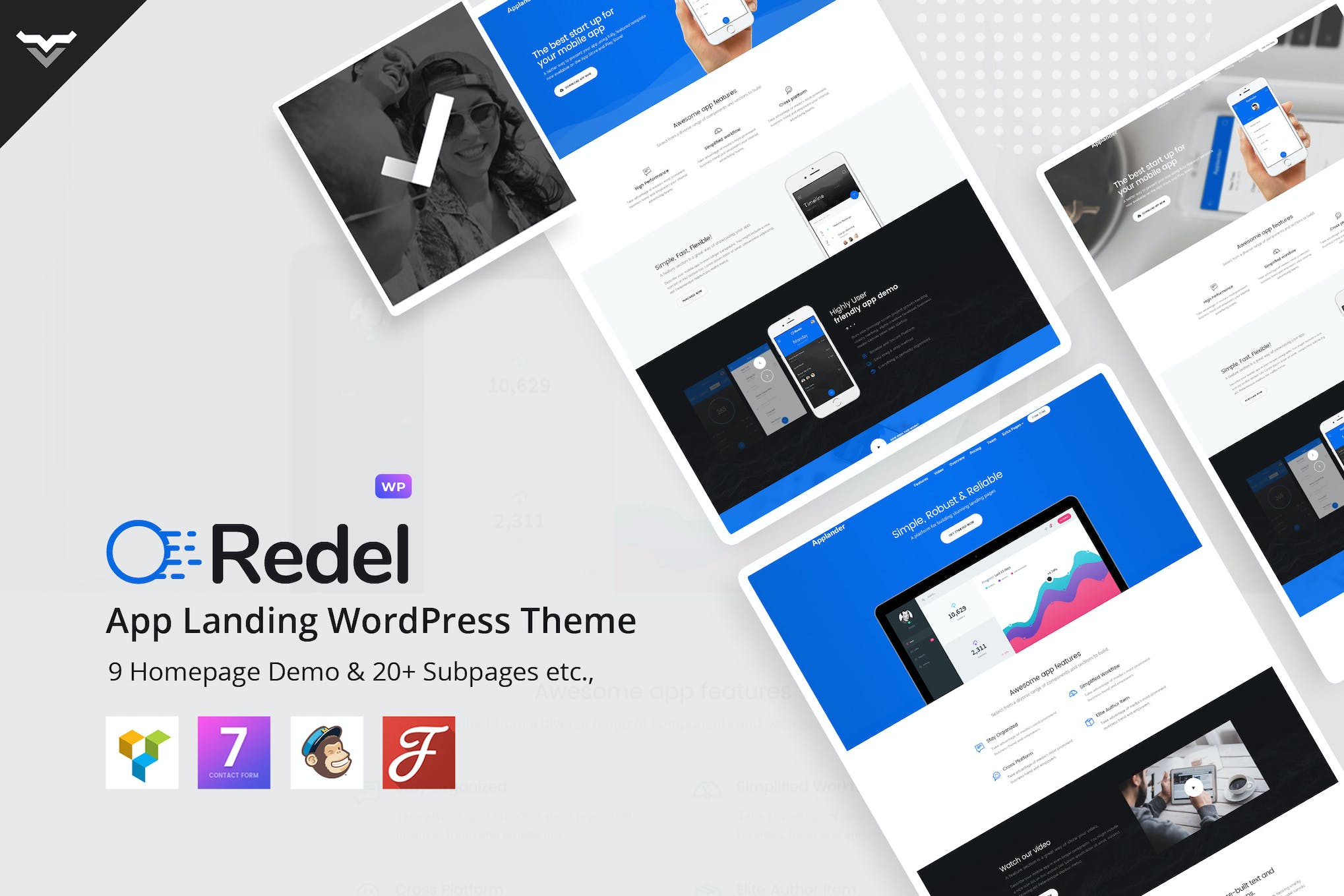 Redel- Responsive App Landing 1.8.1 WordPress Theme