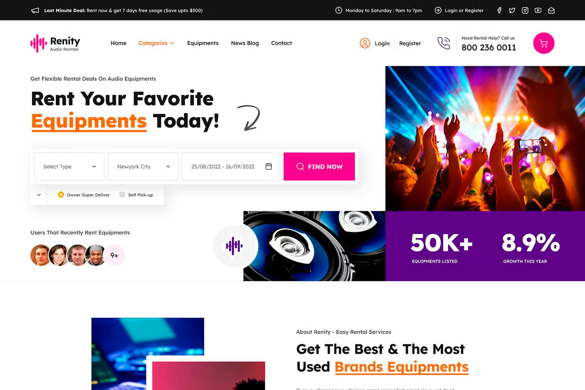 Renity - Equipment Rentals HTML Template