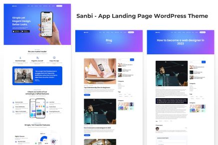 Sanbi- App Landing Page 1.0 WordPress Theme
