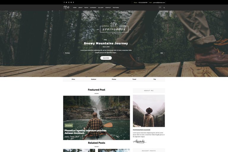 Springbook – Blog Travel Photography WP Theme
