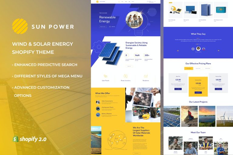 SunPower – Solar & Wind Energy Store Shopify Theme