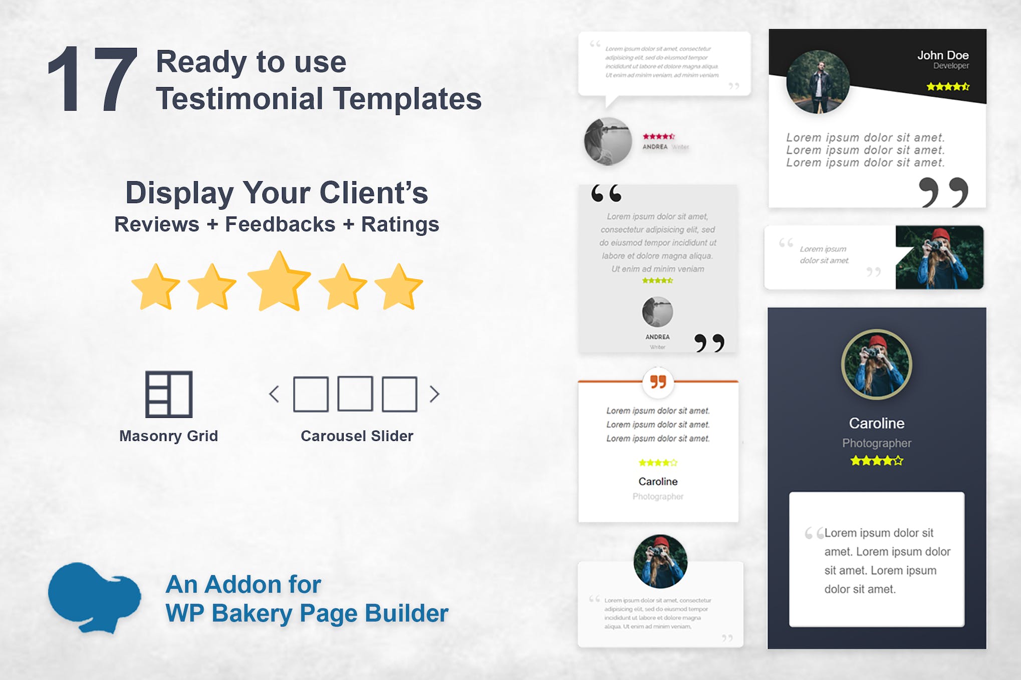 Testimonials Slider and Grid - WPBakery Addon 2