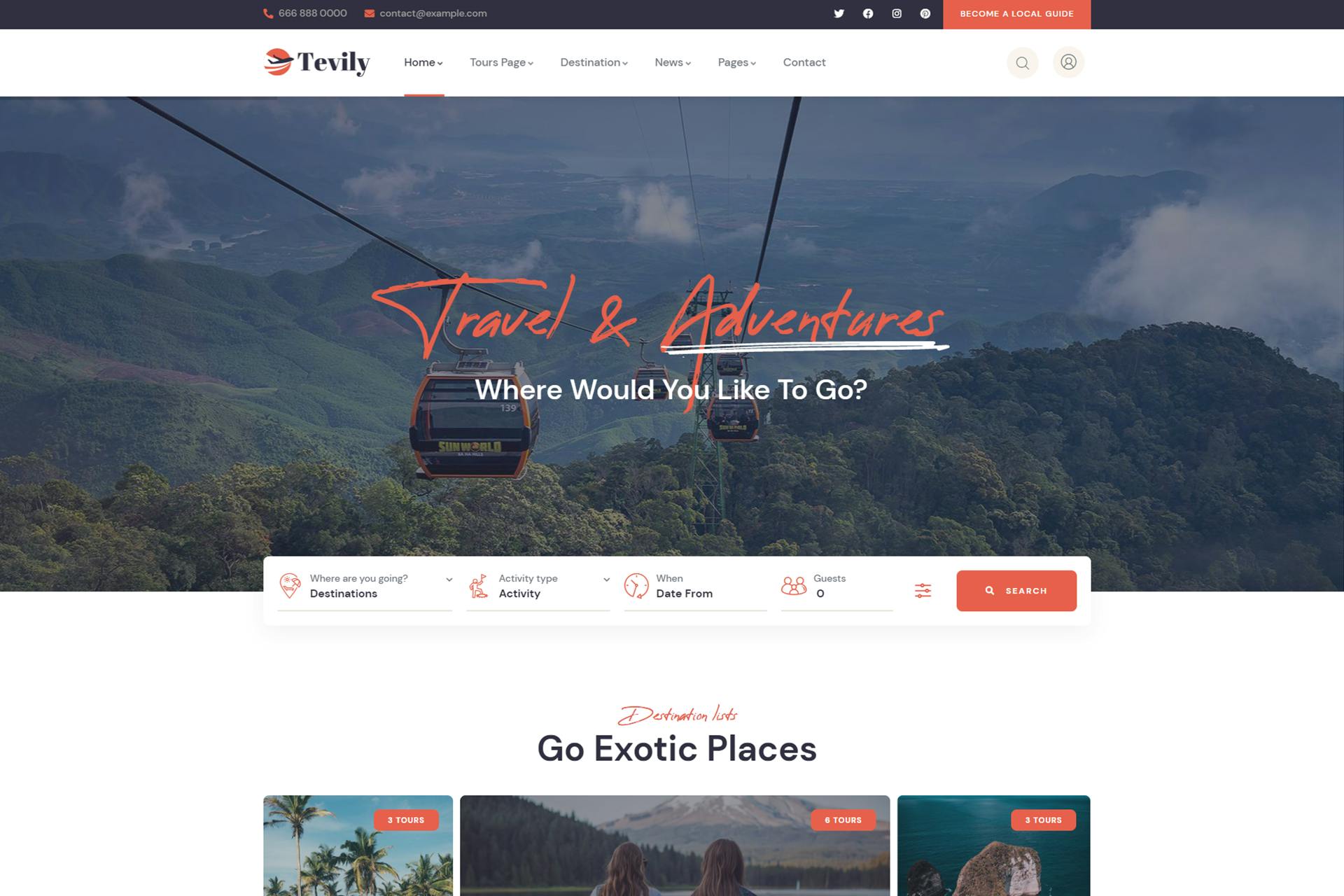 Tevily - Travel & Tour Booking 1.3.2 WordPress Theme