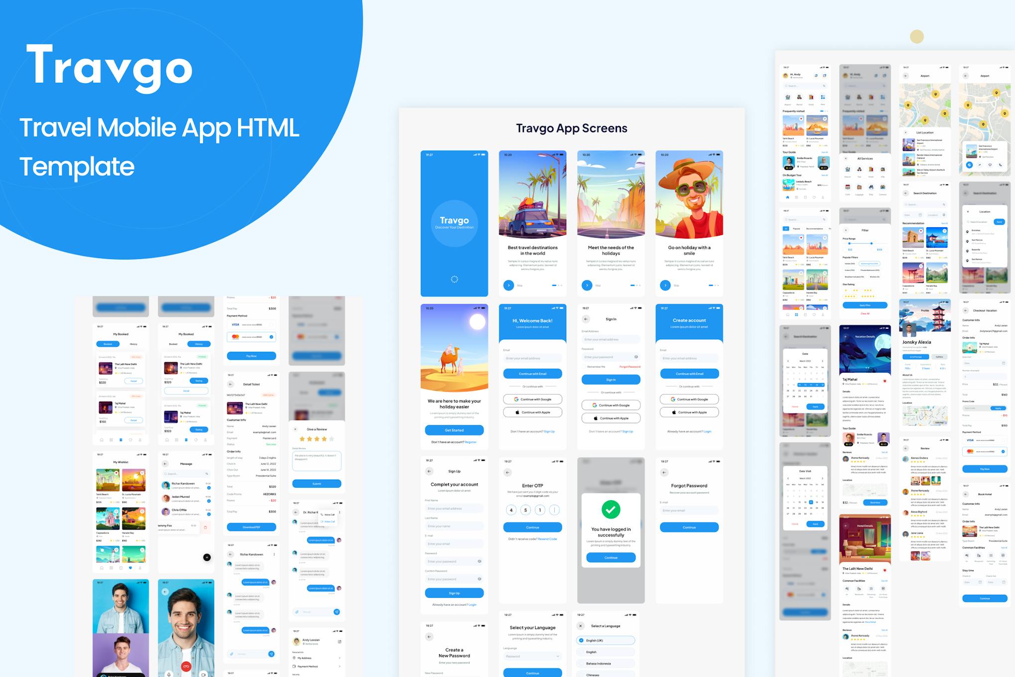 Travgo - Travel Mobile App HTML Template
