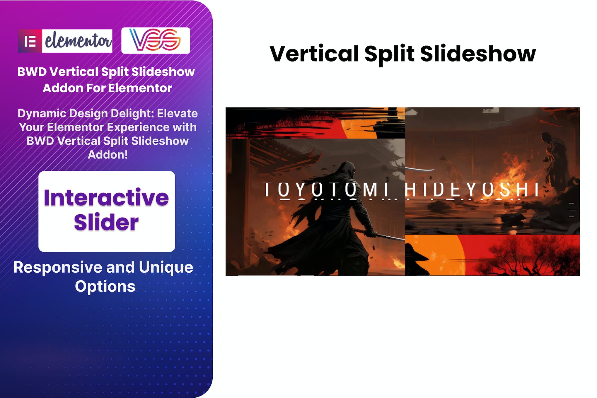 Vertical Split Slideshow Addon For Elementor 1.0