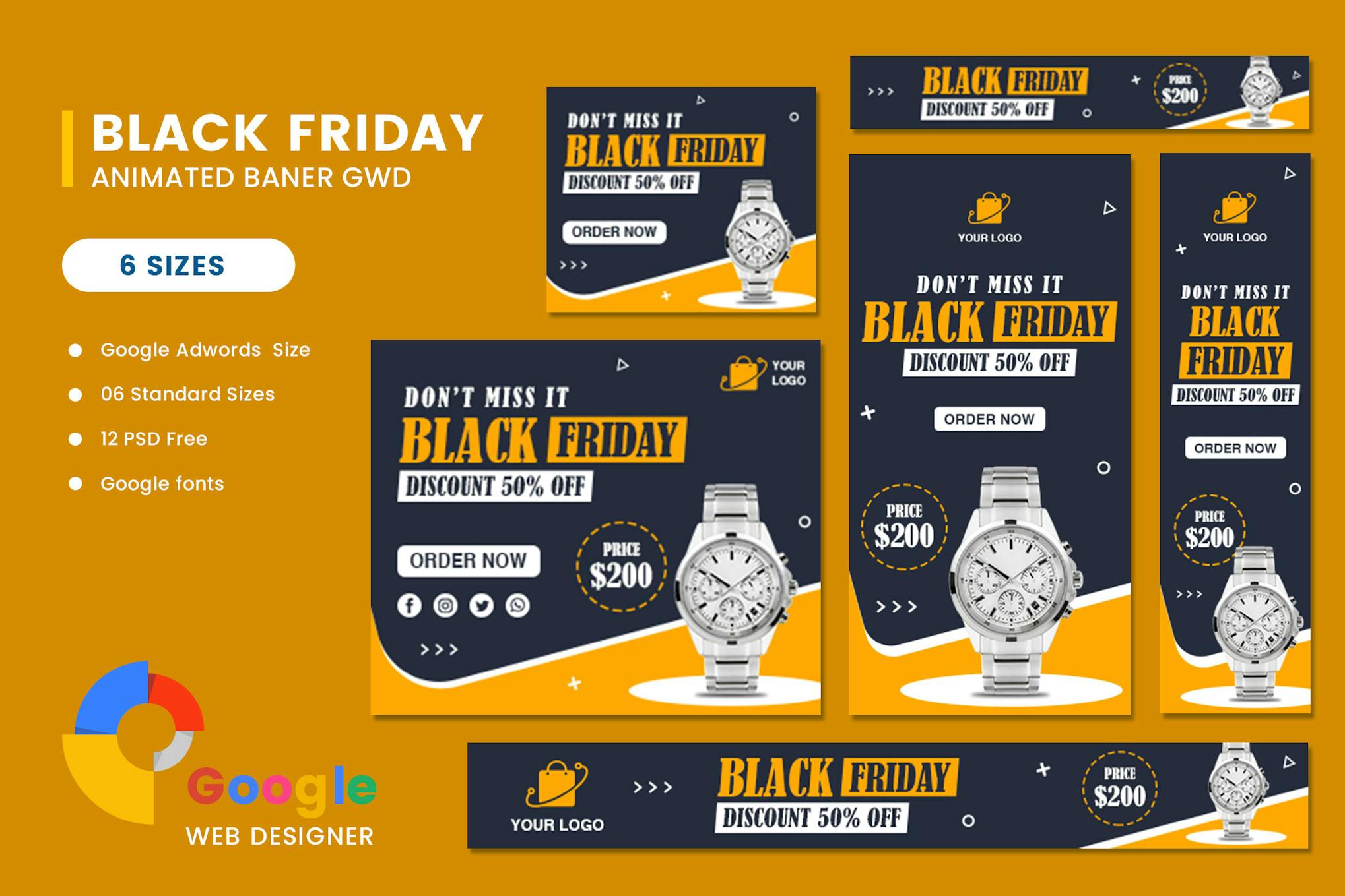 Watch Sale Black Friday HTML5 Banner Ads GWD