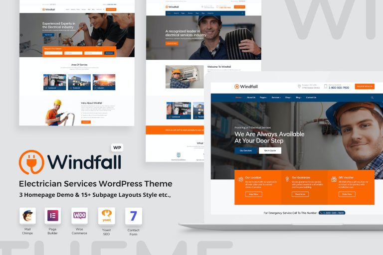 Windfall – Electrician Services WordPress Theme