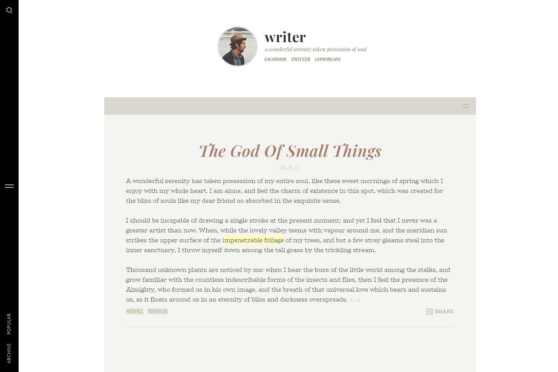Writer - Minimal Personal Blogger Theme