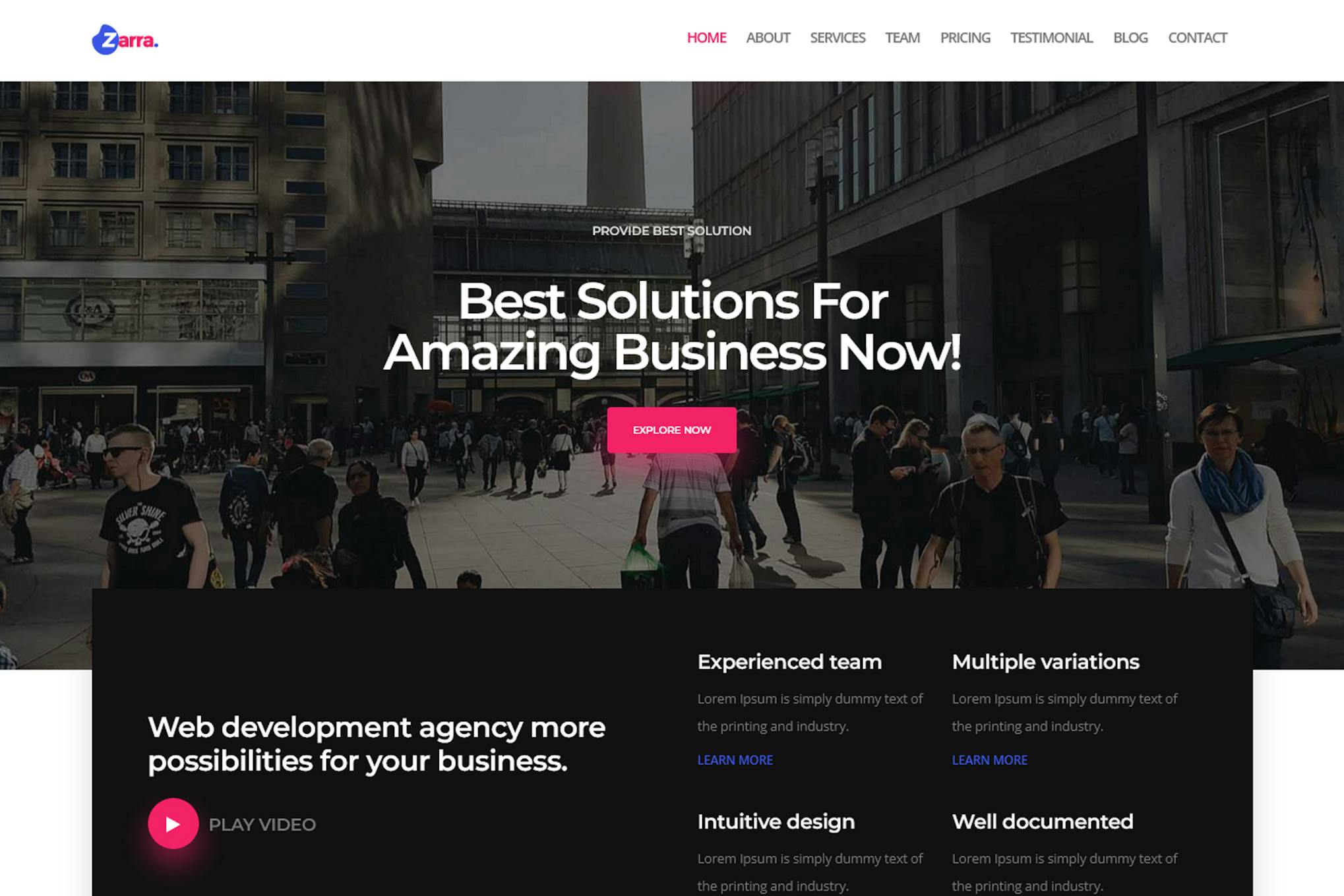 Zarra - One Page Creative Agency HTML Template