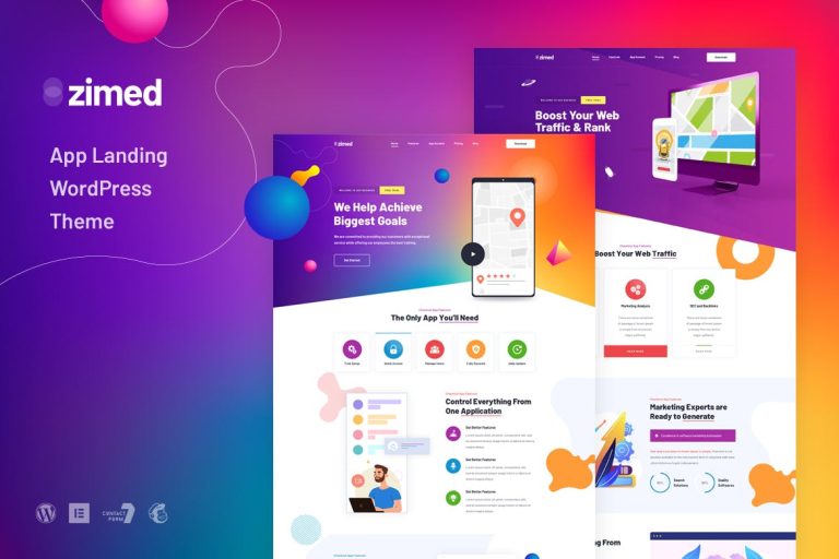 Zimed – App Landing WordPress Theme