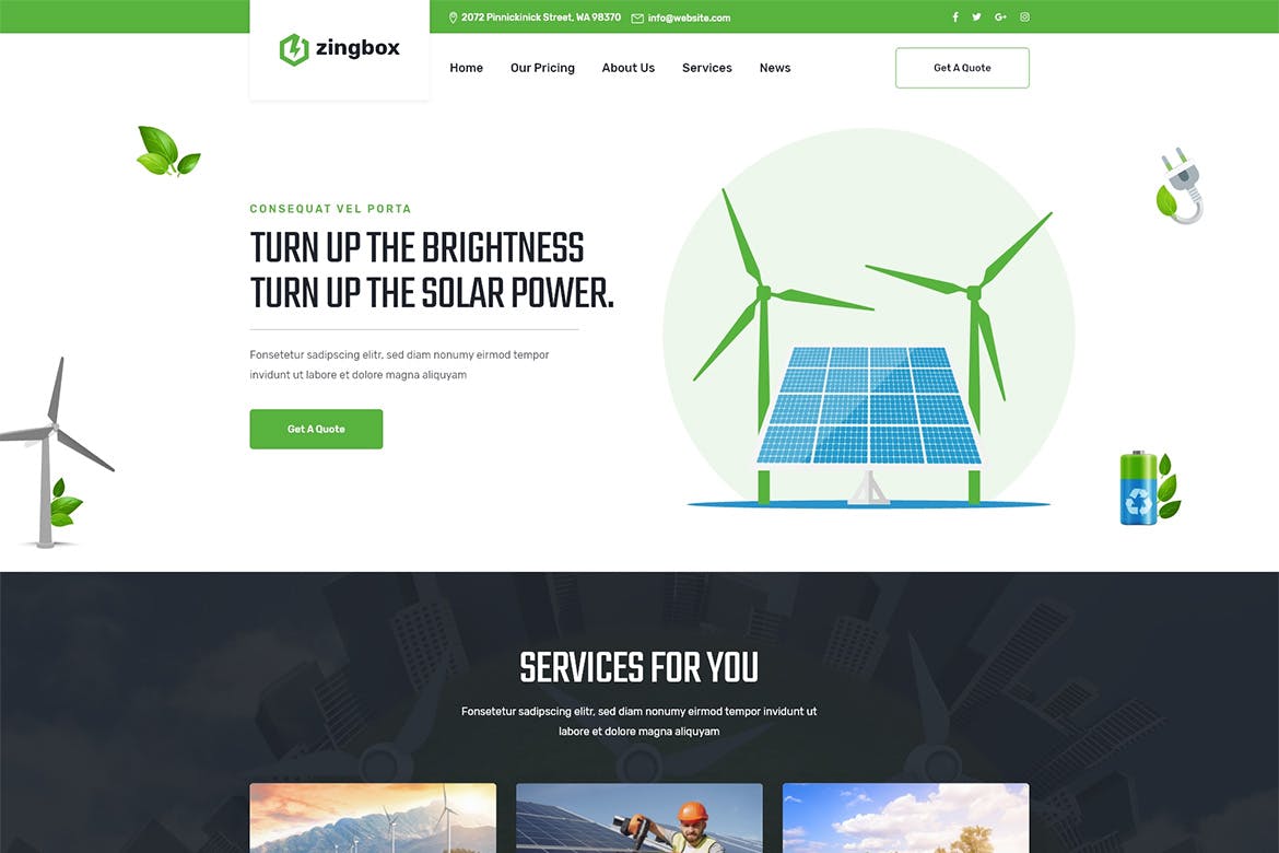 Zingbox- Wind & Solar Energy 1.0.9 WordPress Theme