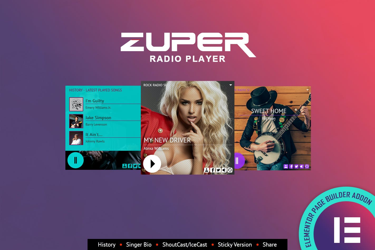 Zuper - Shoutcast Icecast Radio Player - Elementor 2.4