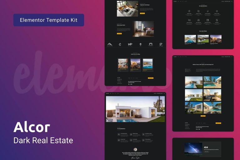 Alcor — Dark Real Estate Elementor Template Kit