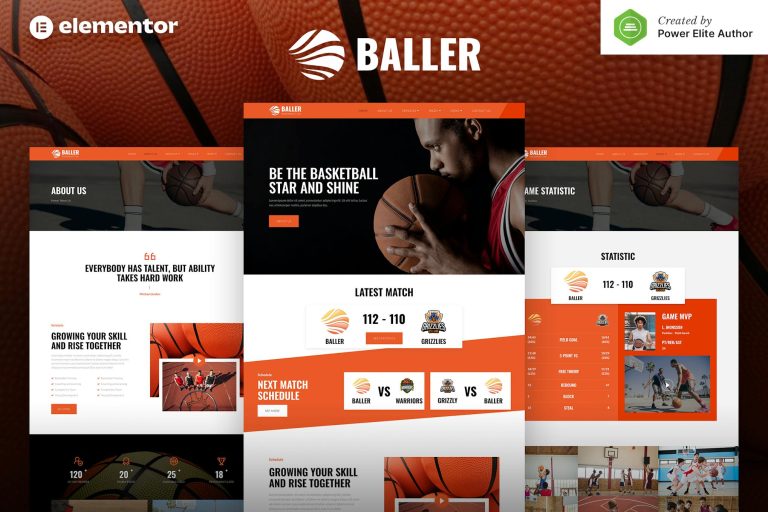Baller – Basketball Team and Sports Club Elementor Template Kit