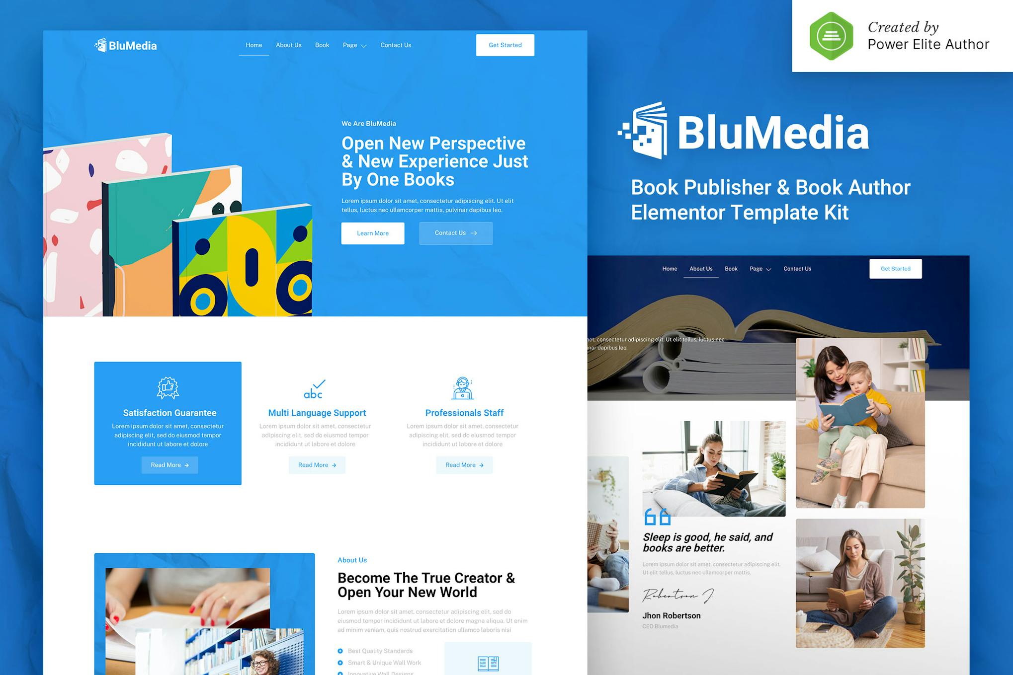 BluMedia- Book Publisher and Book Author Elementor Template Kit