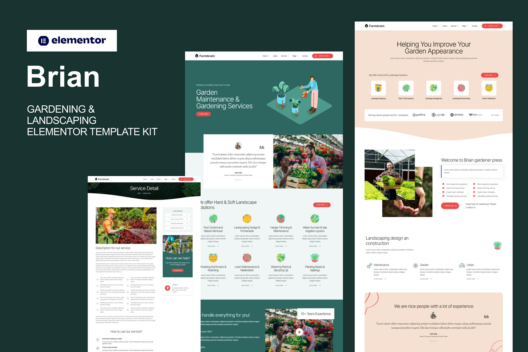 Brian- Gardening and Landscaping Elementor Template Kit
