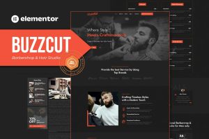 Buzzcut – Barbershop & Hair Studio Elementor Pro Template Kit