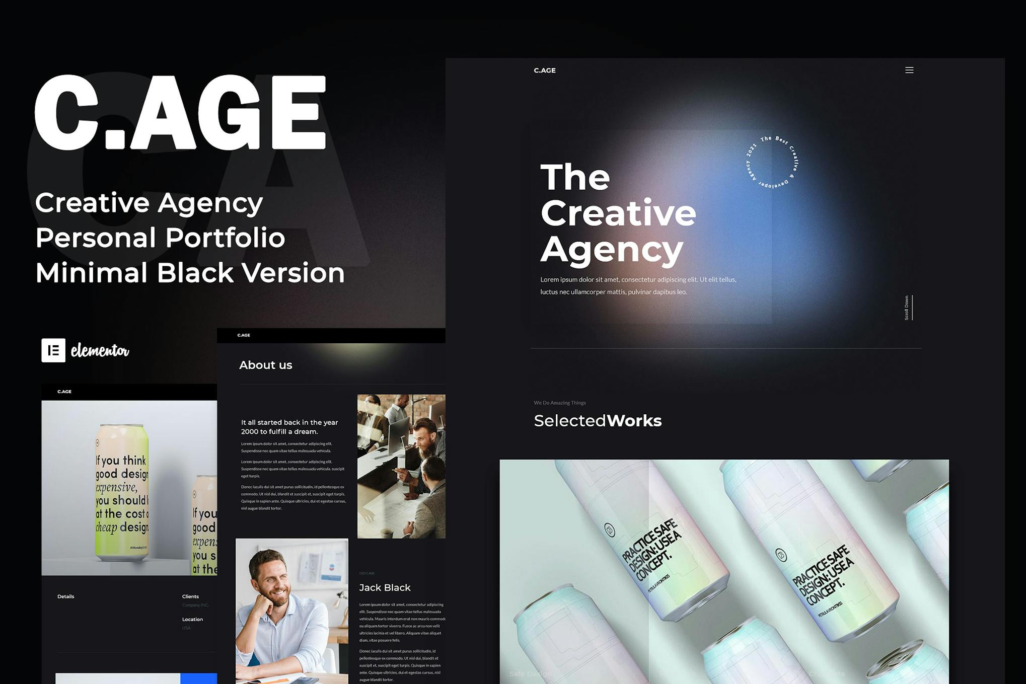 CAGE- Creative Agency Personal Portfolio Elementor Template Kit