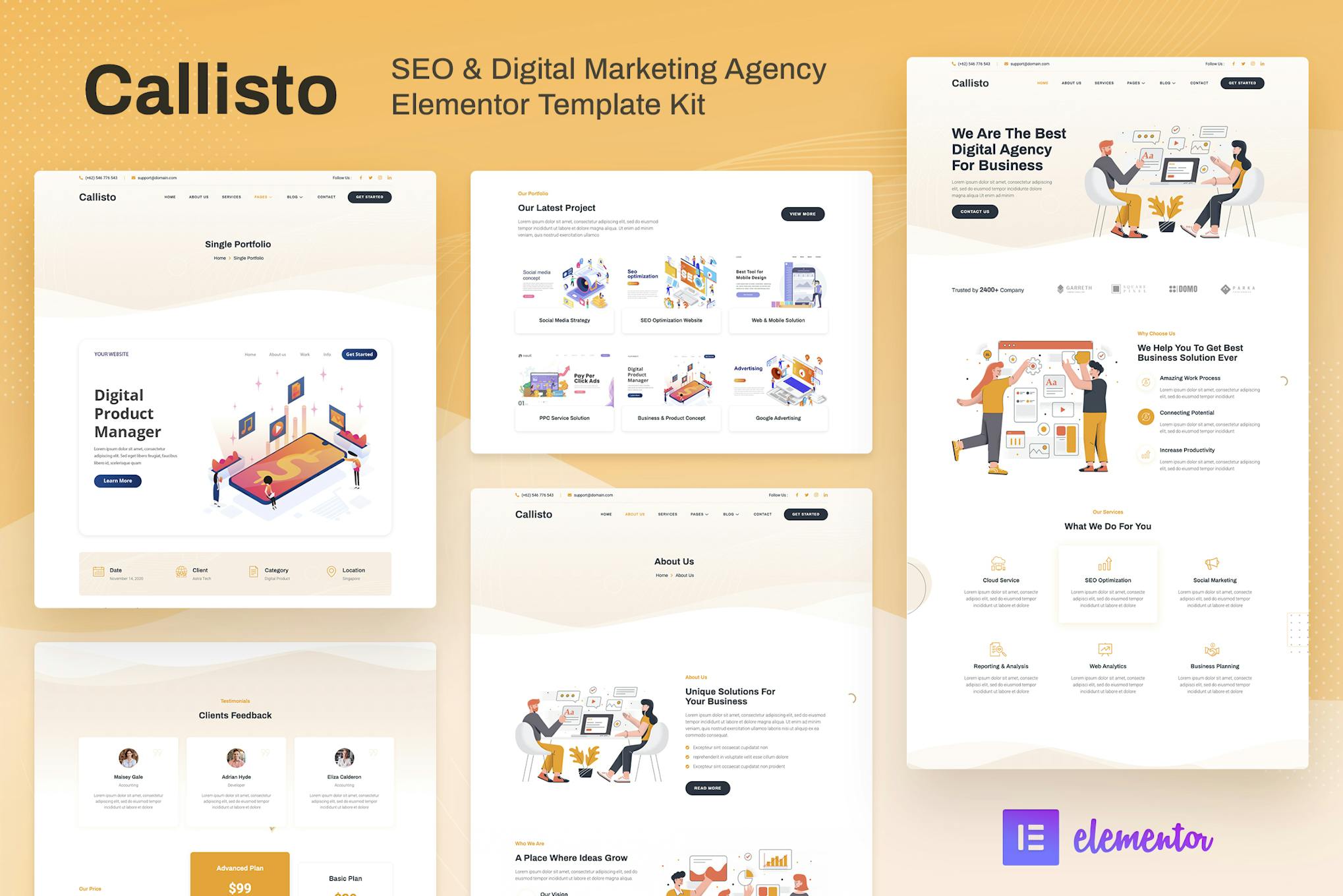 Callisto- SEO and Digital Marketing Agency Elementor Template Kit