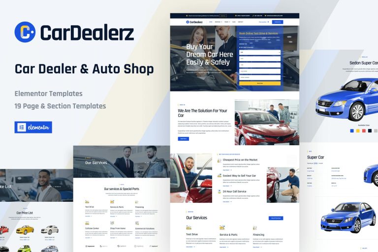 CarDealerz – Auto Dealer & Auto Shop Website Elementor Template Kit