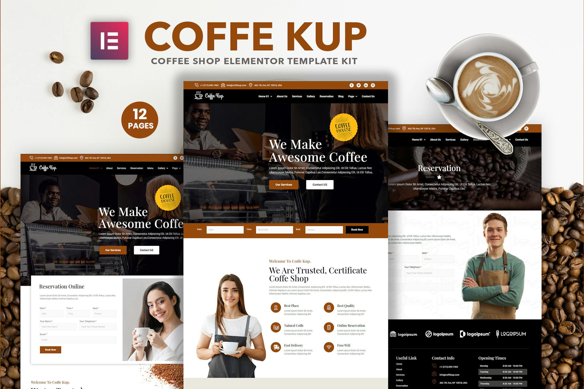 CoffeeKup- Cafe and Coffee Shop Elementor Template Kit