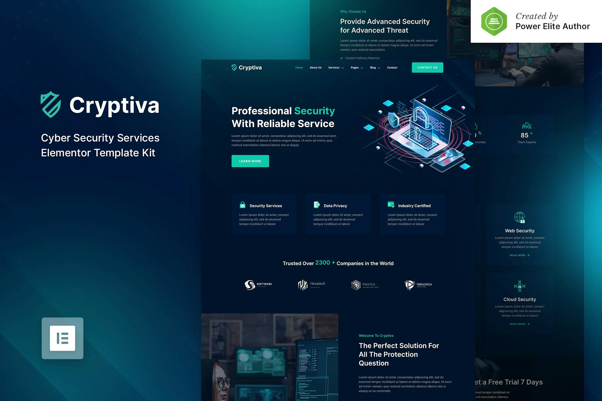 Cryptiva- Cyber Security Services Elementor Template Kit
