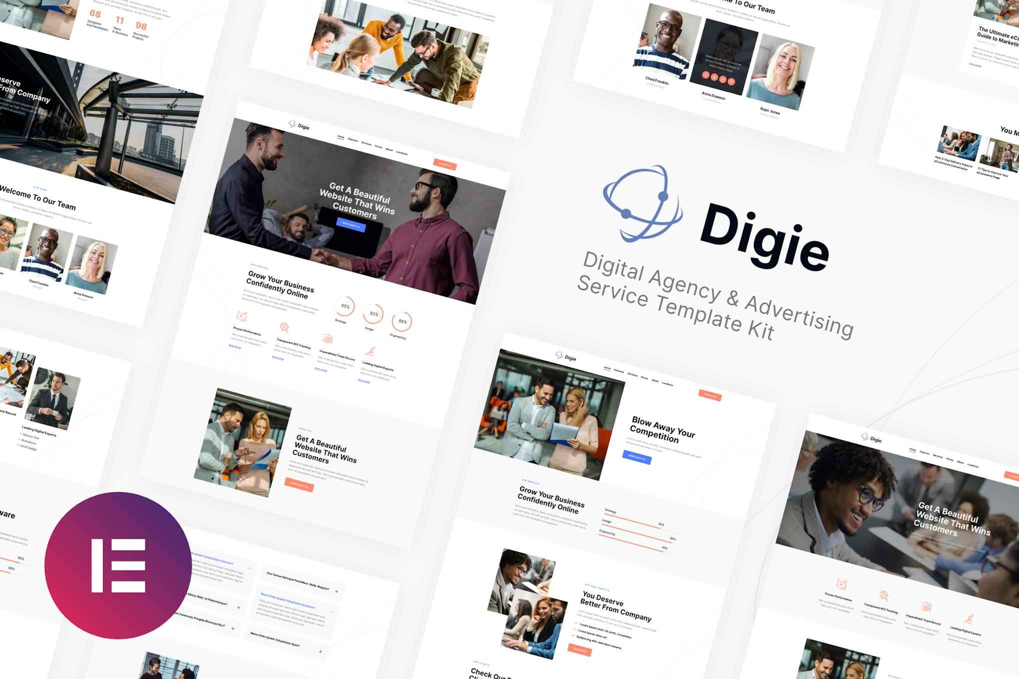 Digie- Digital Agency and Advertising Service Elementor Template Kit