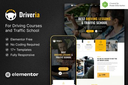 Driveria- Driving Course and Traffic School Elementor Template Kit