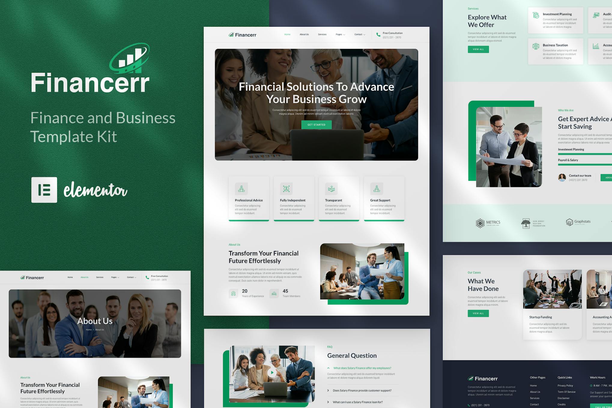 Financerr- Business and Finance Elementor Template Kit