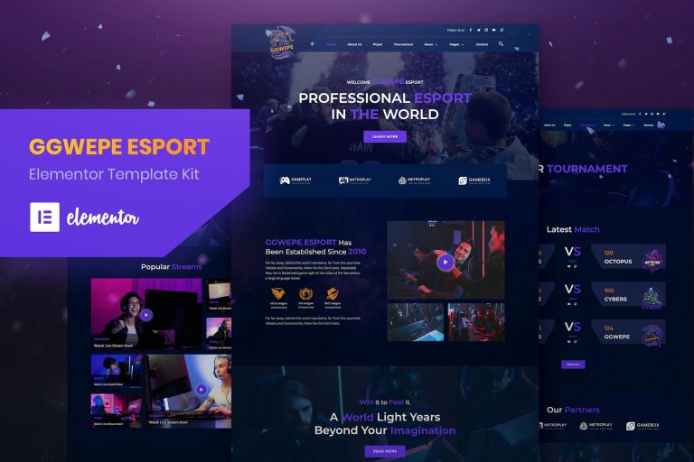GGWEPE – Esports and Gaming Elementor Template Kit
