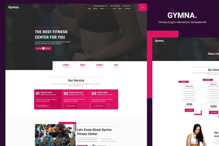 Gymna – Fitness and Gym Elementor Template Kit
