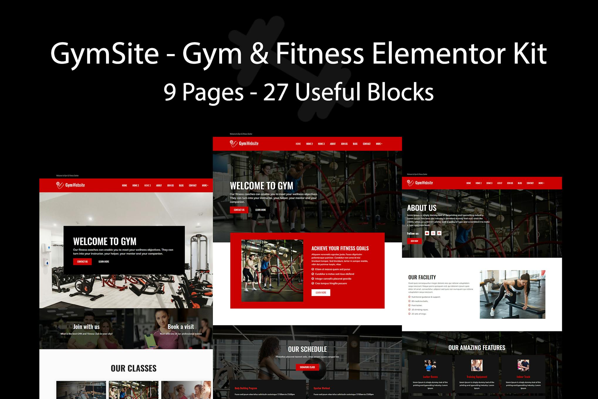 Gymsite- Gym and Fitness Elementor Template Kit
