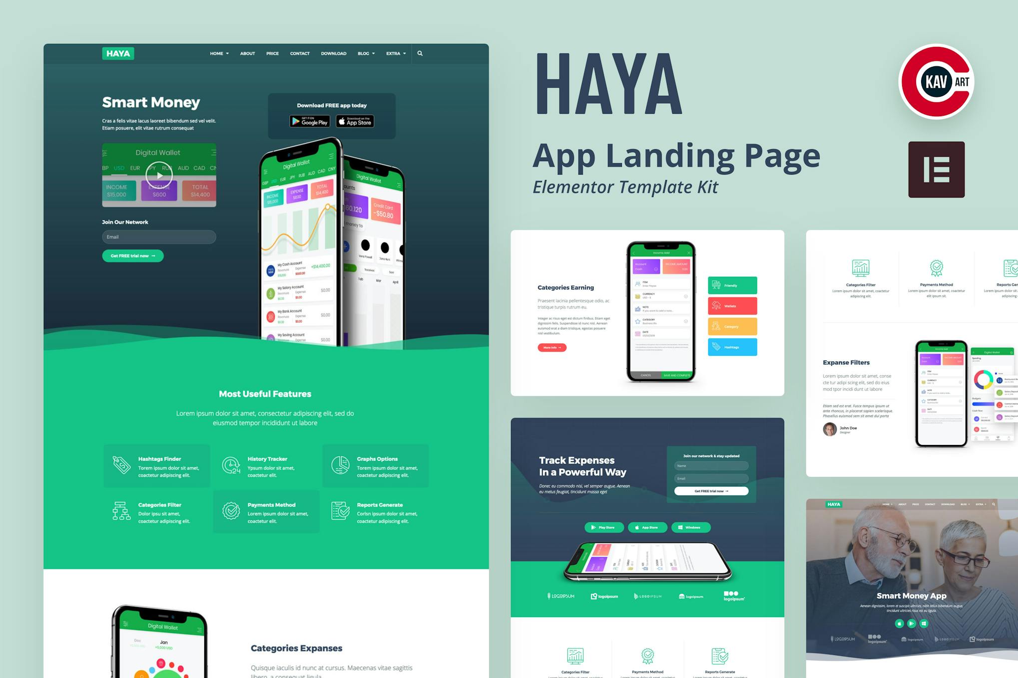 Haya- App Startup Elementor Template Kit