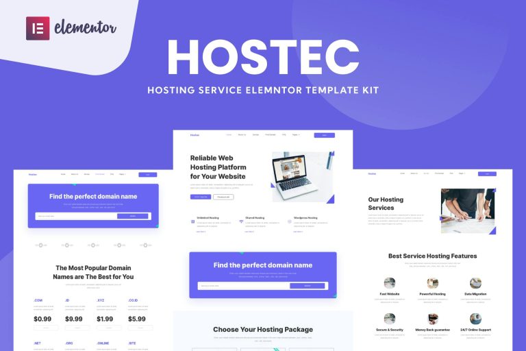 Hostec – Hosting Service Elementor Template Kit