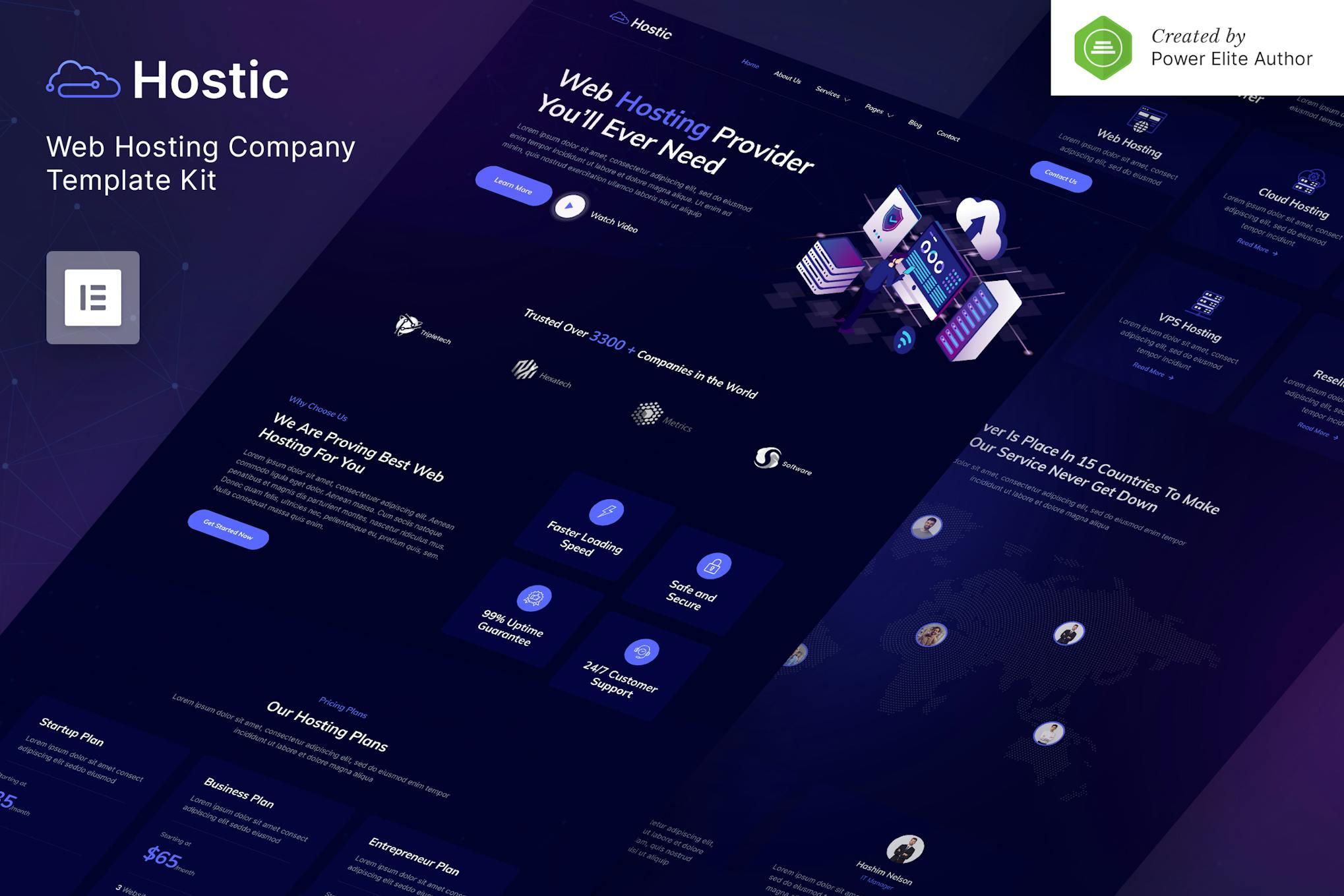 Hostic- Web Hosting Company Elementor Template Kit