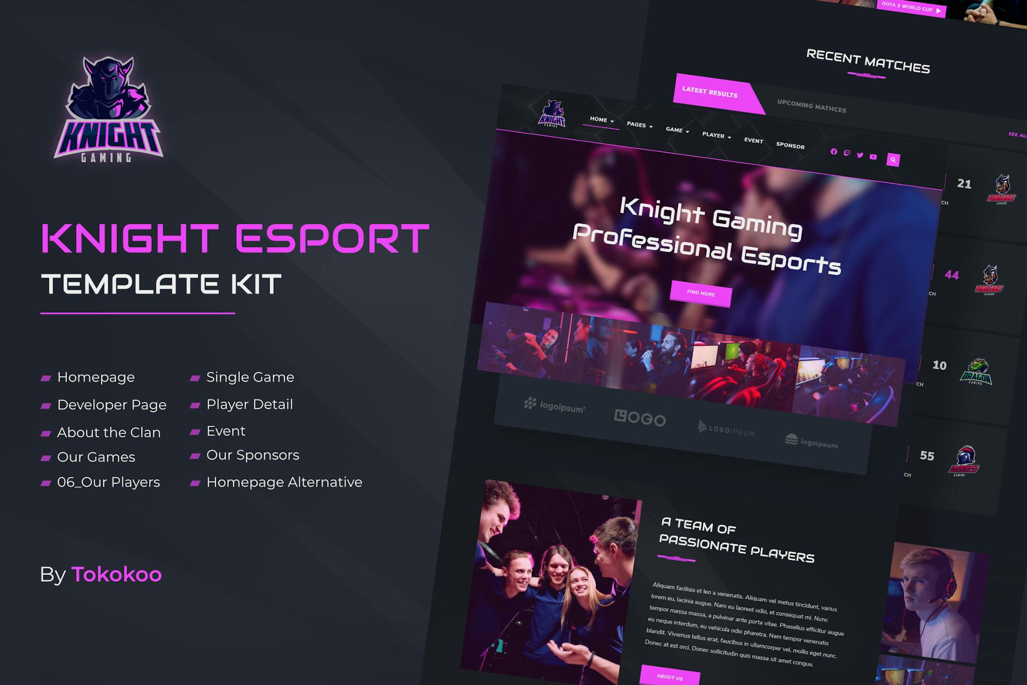 Knight- eSports and Gaming Elementor Template Kit
