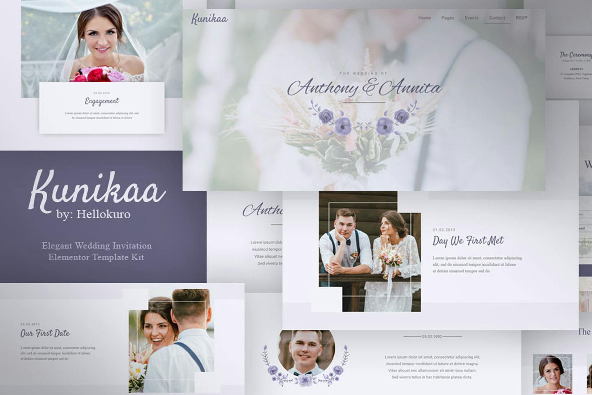 Kunikaa- Wedding Invitation Elementor Template Kit