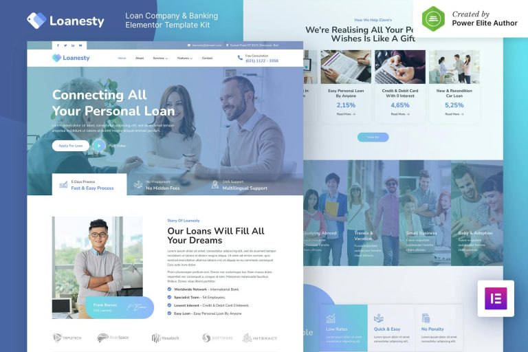 Loanesty – Loan Company and Banking Elementor Template Kit