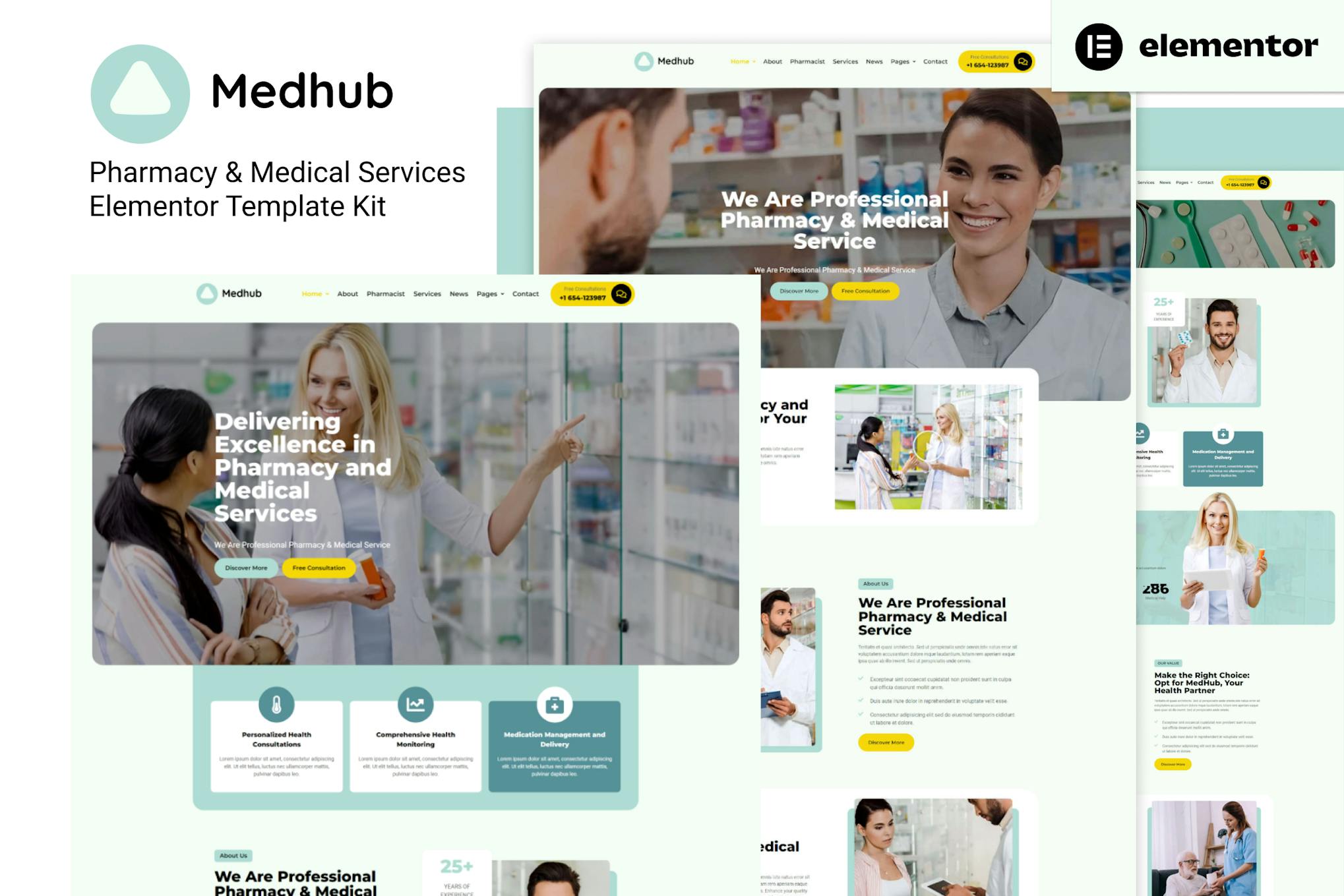 MedHub- Pharmacy and Medical Services Elementor Template Kit