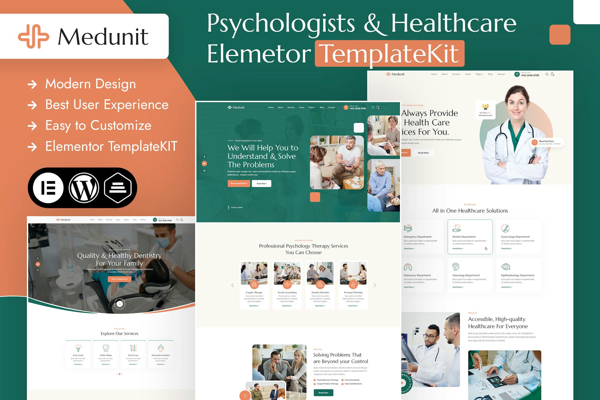 Medunit- Psychologists and Health Care Elementor Template Kit