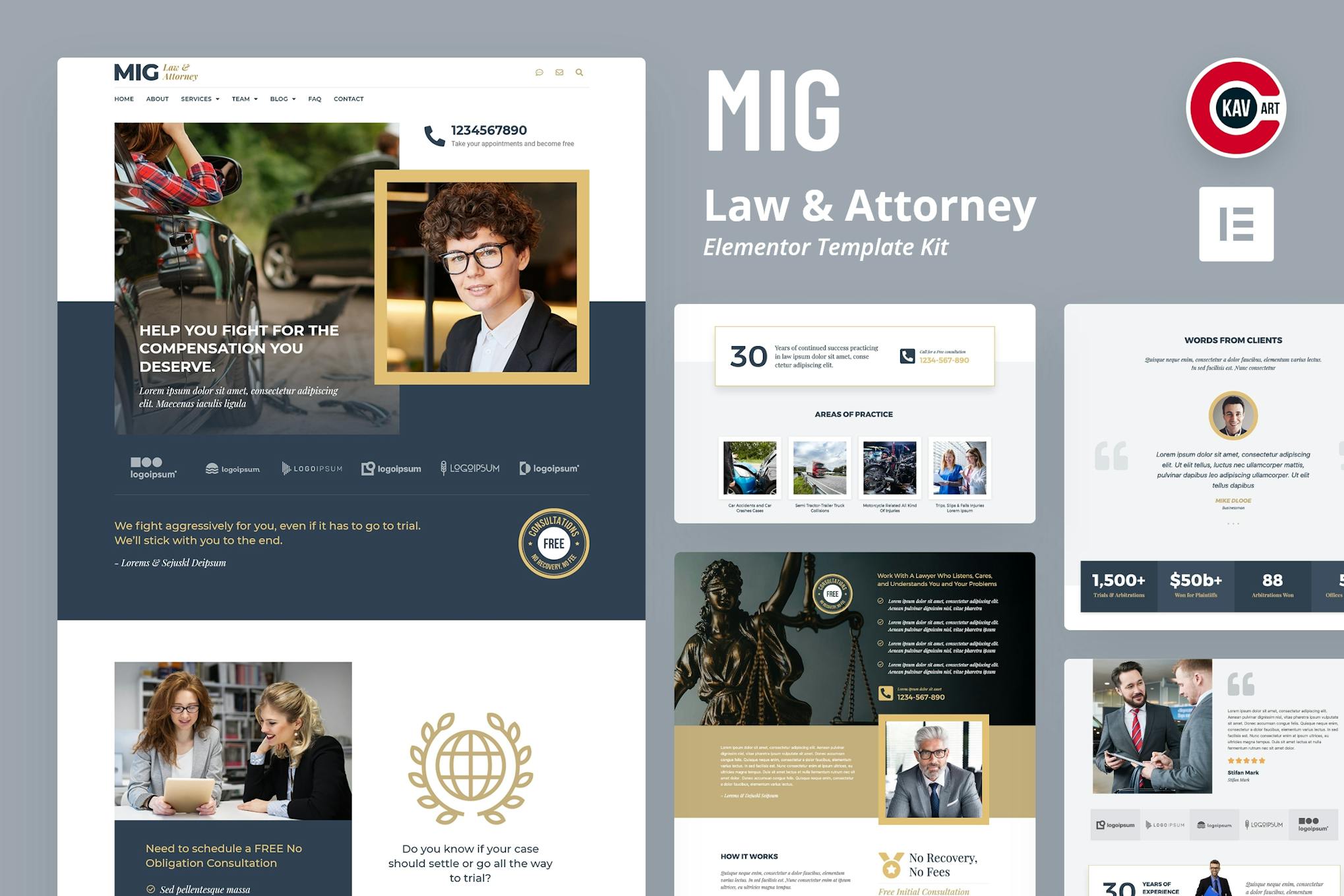 Mig- Law and Attorney Elementor Template Kit