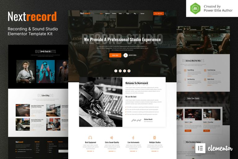 Nextrecord – Recording and Sound Studio Elementor Template Kit